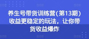 养生号带货训练营(第13期)收益更稳定的玩法,让你带货收益爆炸-搞薯条网