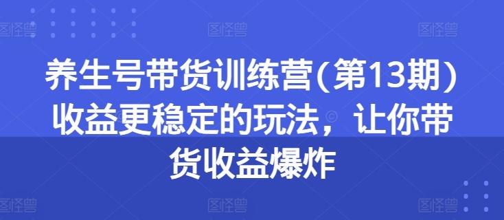 养生号带货训练营(第13期)收益更稳定的玩法，让你带货收益爆炸-森森项目库