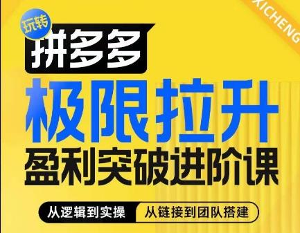 拼多多极限拉升盈利突破进阶课，​从算法到玩法，从玩法到团队搭建，体系化系统性帮助商家实现利润提升 - 搞薯条网-搞薯条网