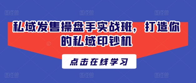 私域发售操盘手实战班，打造你的私域印钞机 - 搞薯条网-搞薯条网