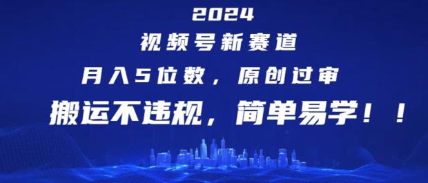 2024视频号新赛道，月入5位数+，原创过审，搬运不违规，简单易学【揭秘】 - 搞薯条网-搞薯条网