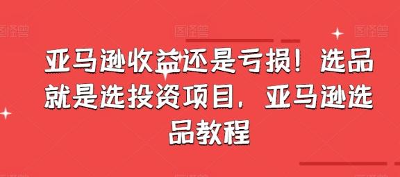 亚马逊收益还是亏损！选品就是选投资项目，亚马逊选品教程 - 搞薯条网-搞薯条网