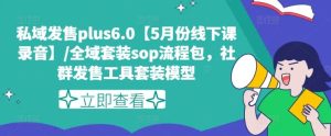 私域发售plus6.0【5月份线下课录音】/全域套装sop流程包，社群发售工具套装模型-搞薯条网