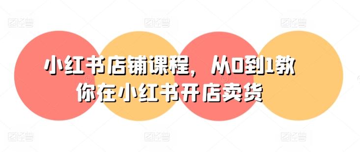 小红书店铺课程，从0到1教你在小红书开店卖货 - 搞薯条网-搞薯条网