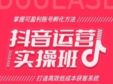 抖音运营实操班，掌握可盈利账号孵化方法，打造高效低成本获客系统-森森项目库