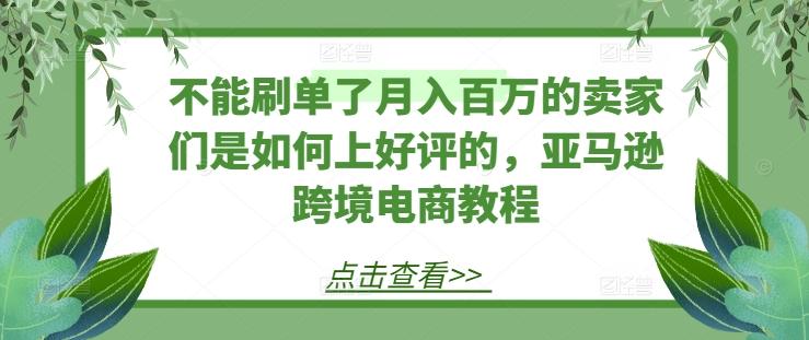 不能刷单了月入百万的卖家们是如何上好评的，亚马逊跨境电商教程 - 搞薯条网-搞薯条网
