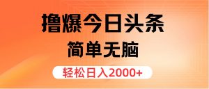 撸爆今日头条,简单无脑,日入2000+-搞薯条网