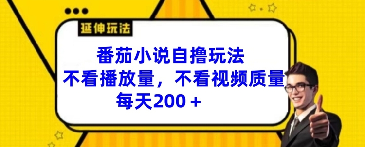 番茄小说自撸玩法，不看播放量，不看视频质量，每天200+【揭秘】 - 搞薯条网-搞薯条网