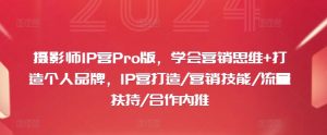 摄影师IP营Pro版,学会营销思维+打造个人品牌,IP营打造/营销技能/流量扶持/合作内推-搞薯条网