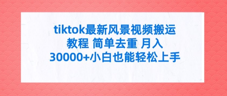 tiktok最新风景视频搬运教程 简单去重 月入3W+小白也能轻松上手【揭秘】 - 搞薯条网-搞薯条网