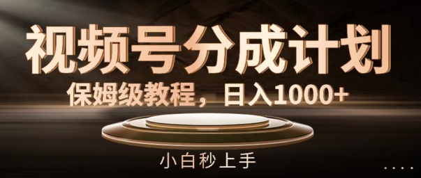 视频号分成计划保姆级教程，日入1K，小白秒上手【揭秘】 - 搞薯条网-搞薯条网