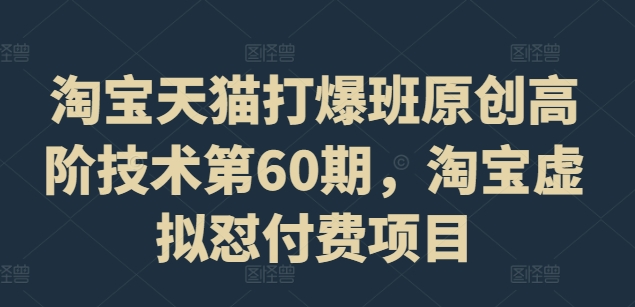 淘宝天猫打爆班原创高阶技术第60期，淘宝虚拟怼付费项目 - 搞薯条网-搞薯条网