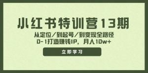 小红书特训营13期，从定位/到起号/到变现全路径，0-1打造赚钱IP，月入10w+-搞薯条网