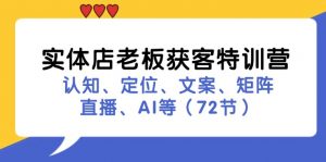 实体店老板获客特训营:认知、定位、文案、矩阵、直播、AI等(72节-搞薯条网