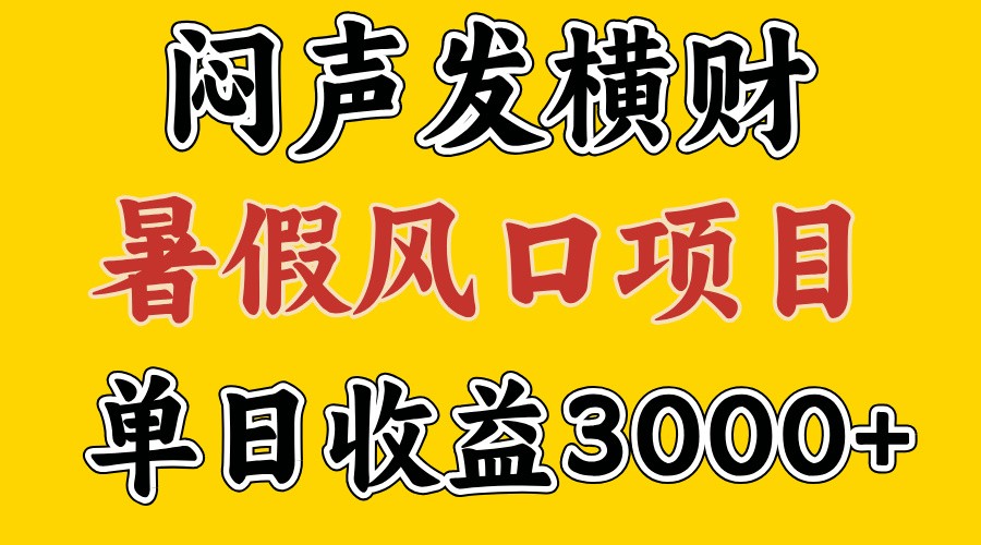 30天赚了7.5W 暑假风口项目，比较好学，2天左右上手-森森项目库