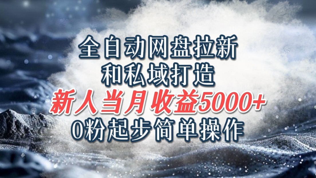 全自动网盘拉新和私域打造，0粉起步简单操作，新人入门当月收益5000以上-森森项目库