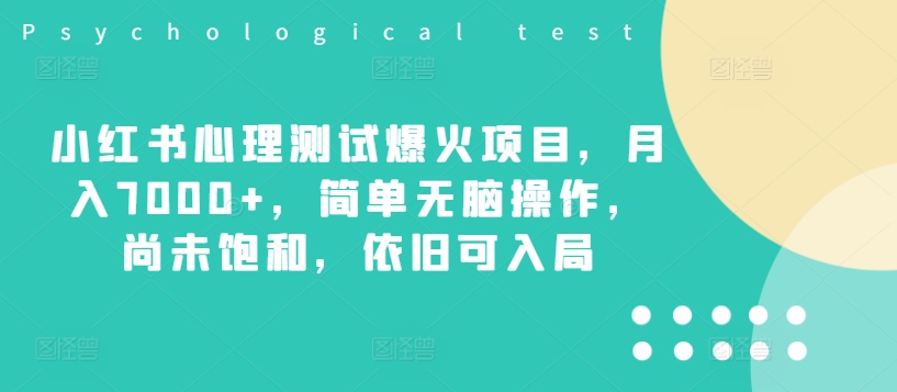 小红书心理测试爆火项目，月入7000+，简单无脑操作，尚未饱和，依旧可入局 - 搞薯条网-搞薯条网