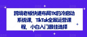 跨境老板快速布局TK的冷启动系统课,TikTok全案运营课程,小白入门最佳选择-搞薯条网