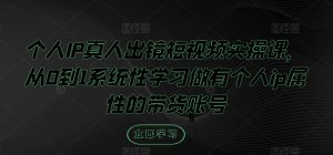 个人IP真人出镜短视频实操课,从0到1系统性学习做有个人ip属性的带货账号-搞薯条网