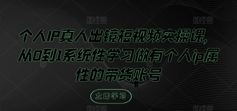 个人IP真人出镜短视频实操课，从0到1系统性学习做有个人ip属性的带货账号 - 搞薯条网-搞薯条网