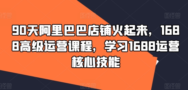 90天阿里巴巴店铺火起来，1688高级运营课程，学习1688运营核心技能 - 搞薯条网-搞薯条网