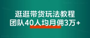 逛逛带货玩法教程,自营40人团队,人均月佣3万+-搞薯条网