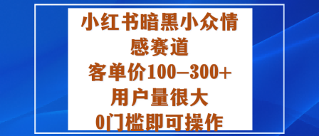 小红书暗黑小众情感赛道，客单价100-300+用户量很大，0门槛即可操作 - 搞薯条网-搞薯条网