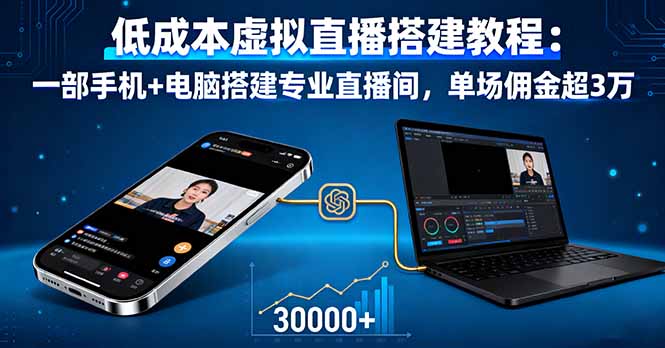 低成本虚拟直播搭建教程：一部手机+电脑搭建专业直播间，单场佣金超3万 - 搞薯条网-搞薯条网