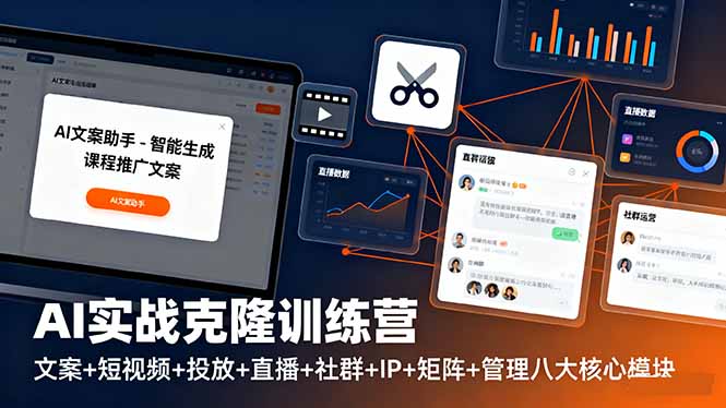 AI实战克隆训练营：文案+短视频+投放+直播+社群+IP+矩阵+管理八大核心模块 - 搞薯条网-搞薯条网