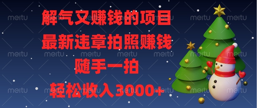 解气又赚钱的项目，最新违章拍照赚钱，随手一拍，轻松收入3000+ - 搞薯条网-搞薯条网