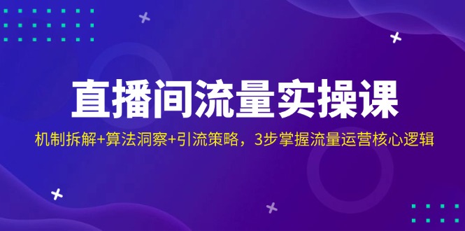 直播间流量实操课：机制拆解+算法洞察+引流策略，3步掌握流量运营核心逻辑 - 搞薯条网-搞薯条网