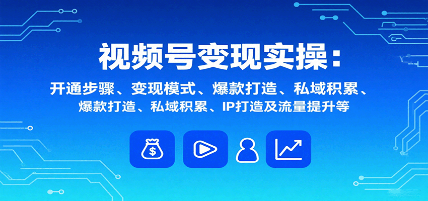 视频号变现实操，含开通步骤、变现模式、爆款打造、私域积累、IP打造及流量提升等 - 搞薯条网-搞薯条网