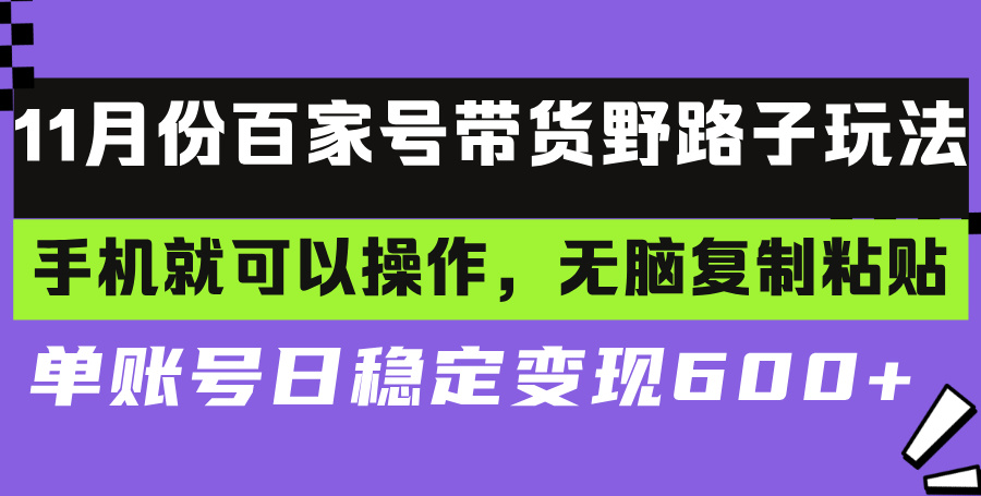 百家号带货野路子玩法 手机就可以操作，无脑复制粘贴 单账号日稳定变现… - 搞薯条网-搞薯条网
