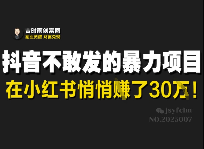 抖音不敢发的暴利项目，在小红书悄悄挣了30W - 搞薯条网-搞薯条网
