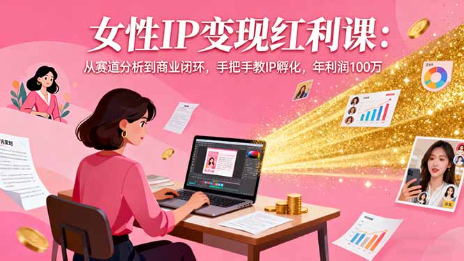 女性IP变现红利课：从赛道分析到商业闭环，手把手教IP孵化，年利润100万 - 搞薯条网-搞薯条网