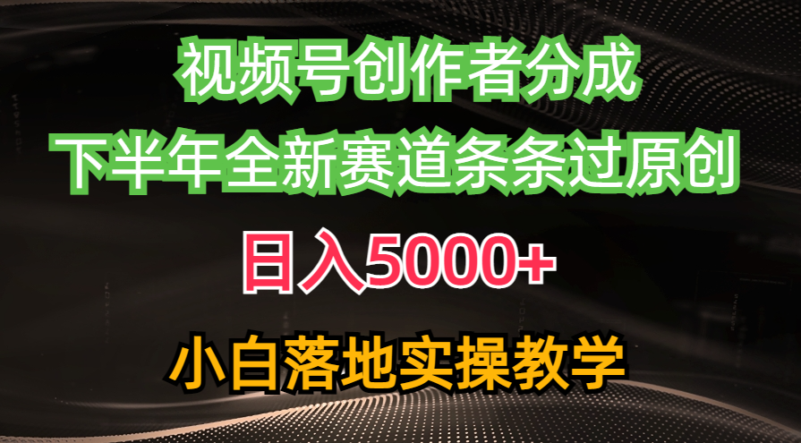 视频号创作者分成最新玩法，日入5000+ 下半年全新赛道条条过原创，小… - 搞薯条网-搞薯条网
