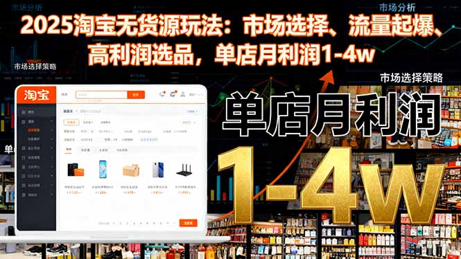 2025淘宝无货源玩法:市场选择、流量起爆、高利润选品,单店月利润1-4w-搞薯条网