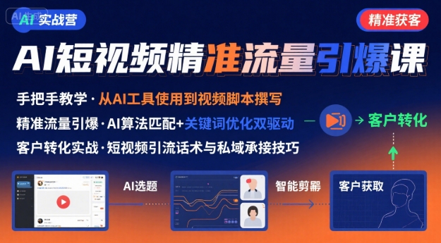 AI+短视频引爆精准客户实战营，手把手教你引爆Ai短视频精准流量 - 搞薯条网-搞薯条网