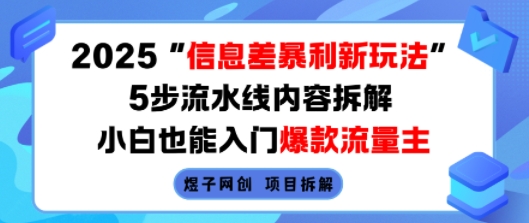 2025信息差暴利新玩法，5步流水线内容拆解，小白也能入门爆款流量主 - 搞薯条网-搞薯条网