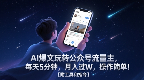 AI爆文玩转公众号流量主，每天5分钟，月入过W，操作简单！【附工具和指令】 - 搞薯条网-搞薯条网