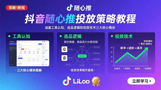抖音随心推投放策略教程：涵盖工具认知、选品逻辑和投放技术三大核心模块 - 搞薯条网-搞薯条网