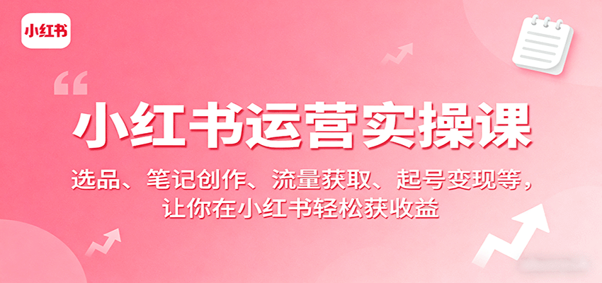 小红书运营实操课：选品、笔记创作、流量获取、起号变现等，让你在小红书轻松获收益 - 搞薯条网-搞薯条网