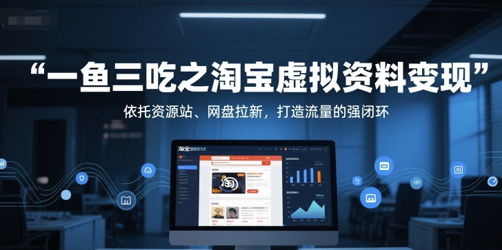 一鱼三吃之淘宝虚拟资料变现，依托资源站、网盘拉新，打造流量的强闭环 - 搞薯条网-搞薯条网