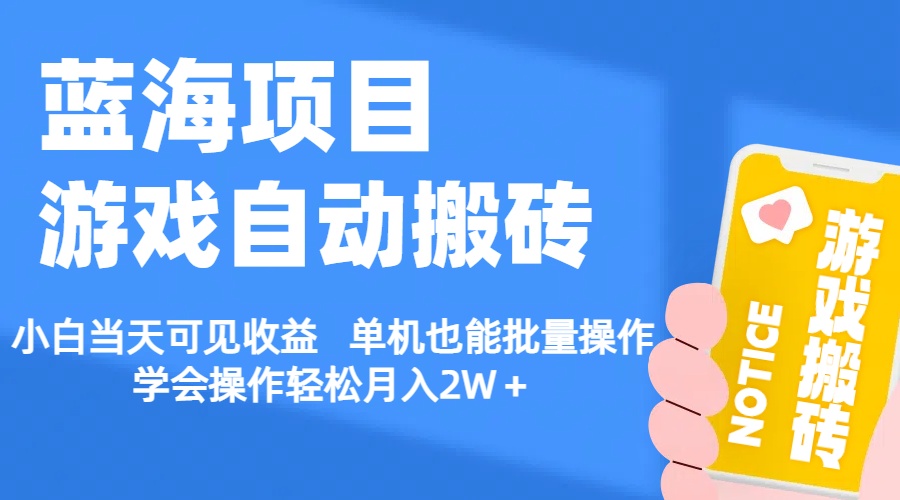 【蓝海项目】游戏自动搬砖 小白当天可见收益 单机也能批量操作 学会操…-森森项目库
