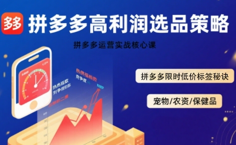 拼多多选品暴利技术实战课，拼多多高利润选品策略，拼多多限时低价标签秘诀 - 搞薯条网-搞薯条网