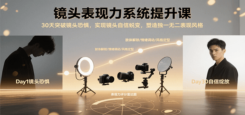 镜头表现力系统提升课，30天突破镜头恐惧实现自信蜕变，塑造独一无二表现风格 - 搞薯条网-搞薯条网