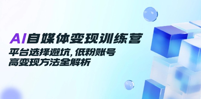 AI自媒体变现训练营，平台选择避坑，低粉账号高变现方法全解析 - 搞薯条网-搞薯条网