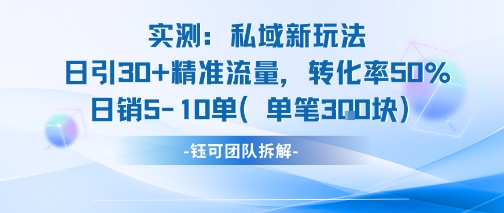 实测私域新玩法日引30加精准流量转化率50%日销5-10单每笔3张 - 搞薯条网-搞薯条网