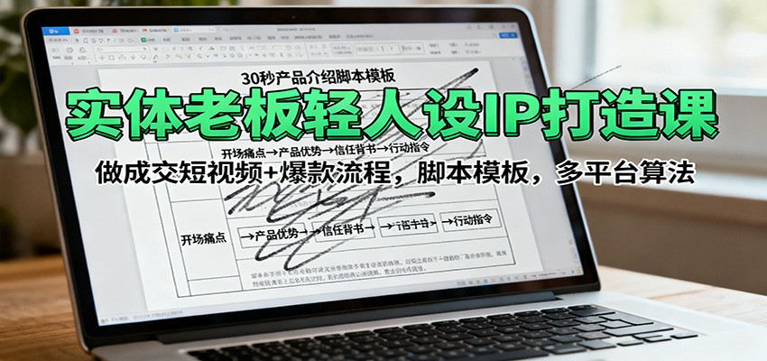 实体老板轻人设IP打造课：做成交短视频+爆款流程，脚本模板，多平台算法 - 搞薯条网-搞薯条网