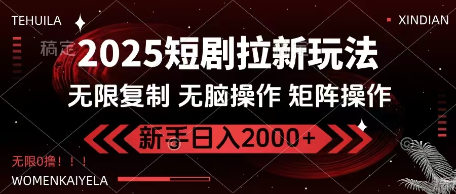 2025短剧拉新玩法，无需注册登录，无限0撸，无脑批量操作日入2000+ - 搞薯条网-搞薯条网